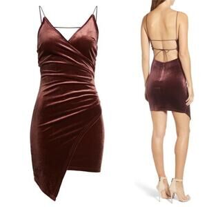 Tiger Mist Maroon Lexi Backless Velvet Wrap Dress Size M